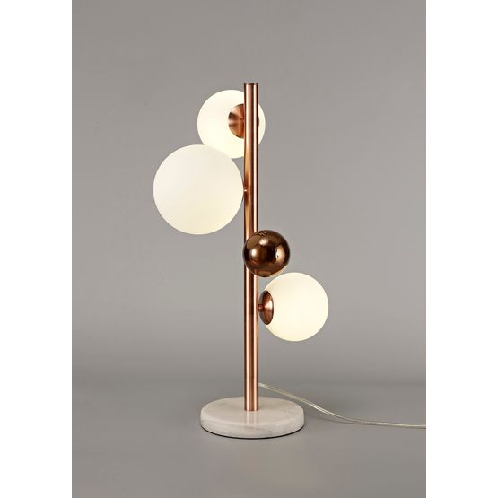 Rylee Table Lamp, 3 x G9, Antique Copper/Opal &amp; Copper Glass