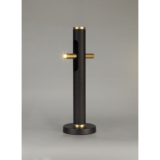 Aoife Table Lamp, 2 x 2W LED, 3000K, 560lm, Sand Black/Gold,