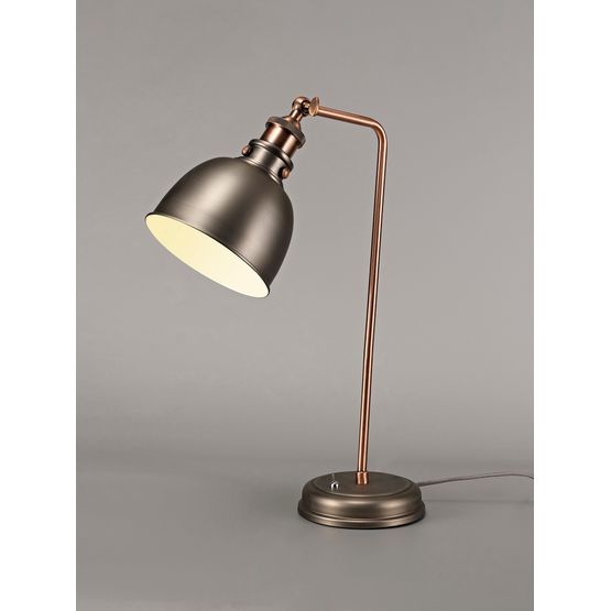 Cornelia Adjustable Table Lamp, 1 x E27, Antique Silver/Copper/White
