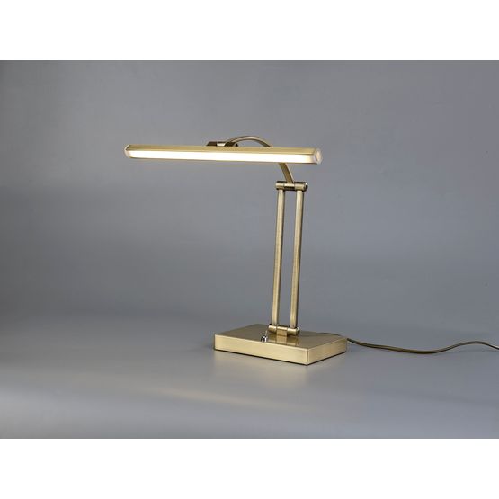 Pearl 1 Arm Table Lamp. 1 x 6W LED, 3000K, 470lm, Antique Brass,