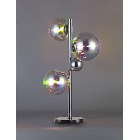 Rylee Table Lamp, 3 x G9, Polished Chrome/Iridescent Glass ** Now With Black Marble Base **