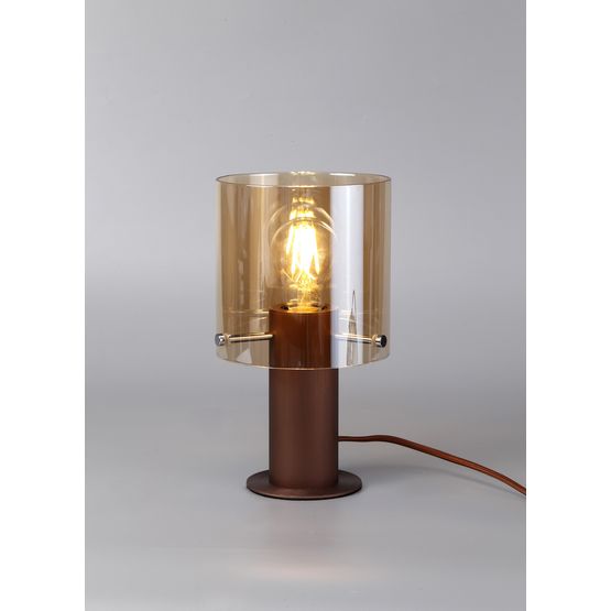 Brita Table Lamp, 1 Light Table Lamp E27, Mocha/Amber Glass