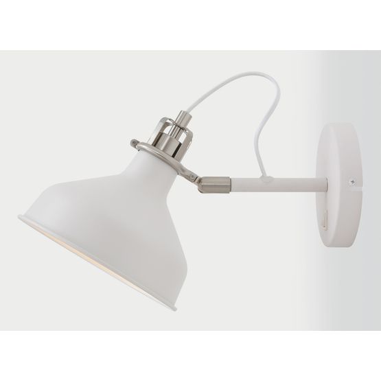 Bronx Adjustable Wall Lamp Switched, 1 x E27, Sand White/Satin Nickel/White