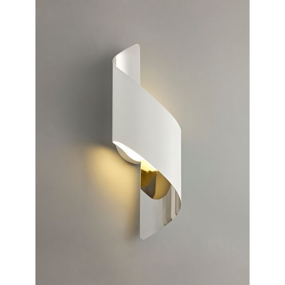 Kiara Wall Lamp Small, 1 x 8W LED, 3000K, 640lm, White/Polished Chrome,