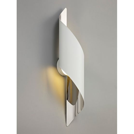 Kiara Wall Lamp Large, 1 x 8W LED, 3000K, 640lm, White/Polished Chrome,