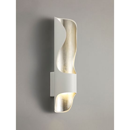Sara Wall Lamp, 1 x 8W LED, 3000K, 640lm, White/Silver Leaf,