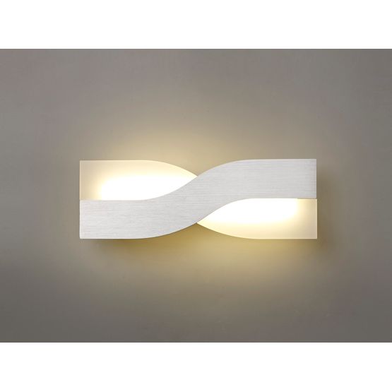 Aldora Wall Lamp, 1 x 8W LED, 3000K, 640lm, Brushed Aluminium/Frosted White,
