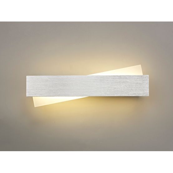Carys Wall Lamp, 1 x 8W LED, 3000K, 640lm, Brushed Aluminium/Frosted White,
