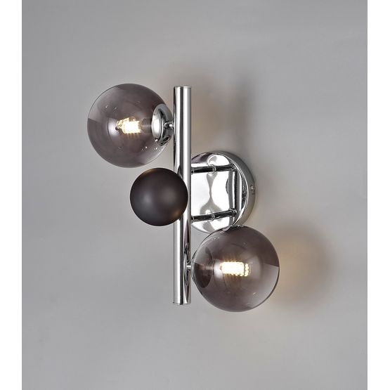 Rylee Wall Lamp, 2 x G9, Polished Chrome/Smoked Glass