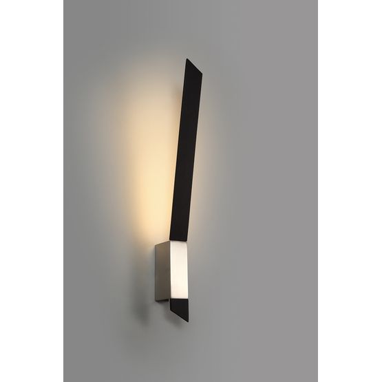 Serenity Wall Lamp, 1 x 8W LED, 3000K, 560lm, Sand Black/Satin Nickel,