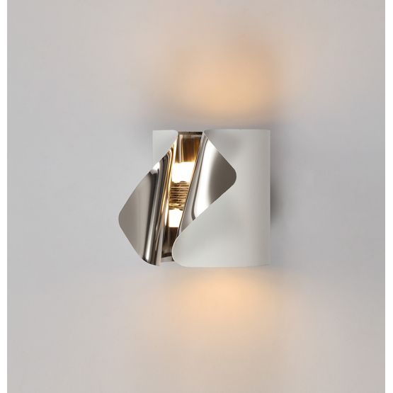 Estella Wall Lamp, 1 x 7W LED, 3000K, 490lm, Sand White/Polished Chrome,