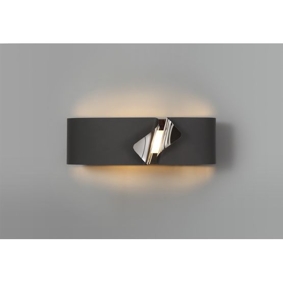 Aven Wall Lamp, 1 x 10W LED, 3000K, 700lm, Sand Anthracite/Polished Chrome,