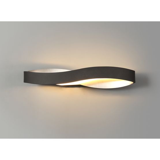 Clarisa Wall Lamp, 1 x 6W LED, 3000K, 420lm, Sand Anthracite/Satin Nickel,