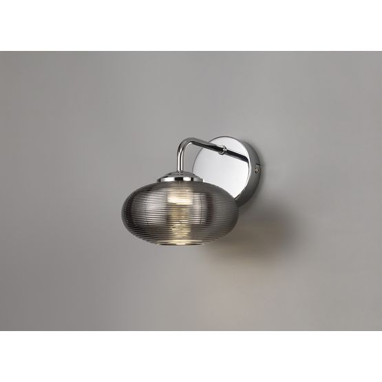 Rachel Wall Lamp Switched, 1 x 8W LED, 4000K, Smoked/Polished Chrome,