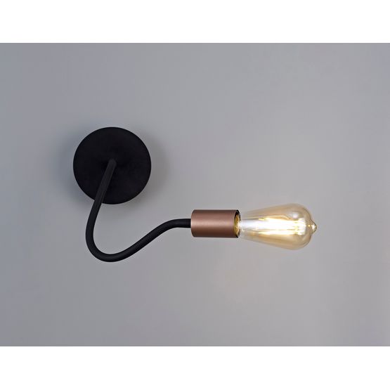 Grace Flexible Switched Wall Lamp, 1 Light E27, Satin Black/Brushed Copper
