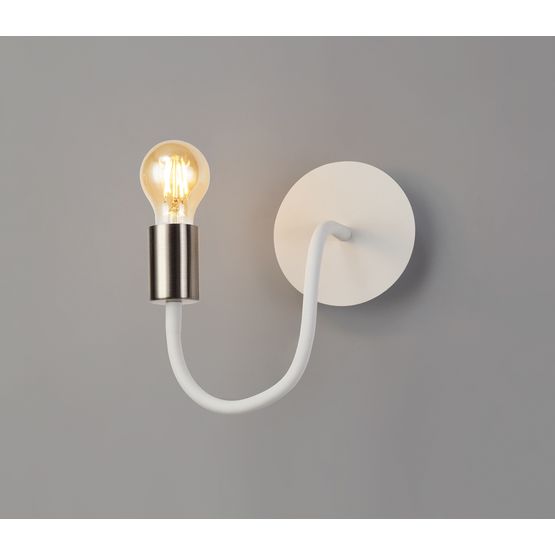Grace Flexible Switched Wall Lamp, 1 Light E27 Satin White/Satin Nickel