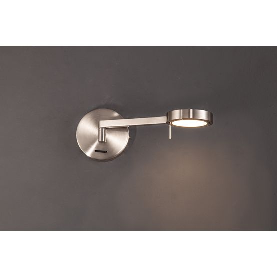 Blyss Satin Nickel Switched Adjustable Wall Lamp / Reader (1 x 8W LED, 3000K)