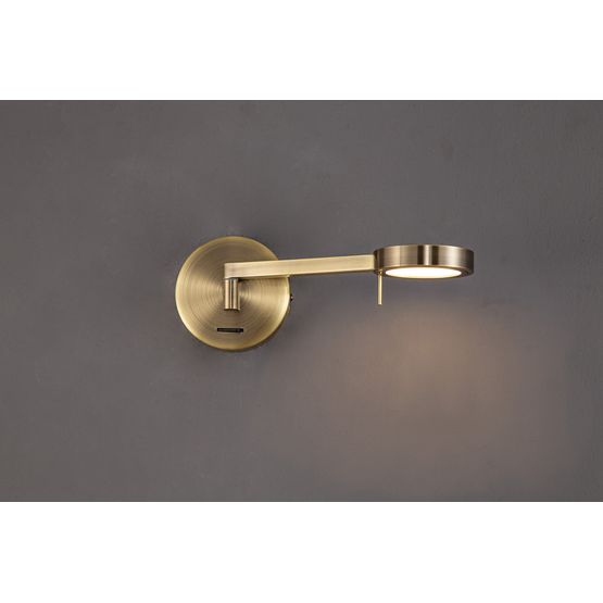 Blyss Switched Adjustable Antique Brass Wall Lamp / Reader (1 x 8W LED, 3000K)