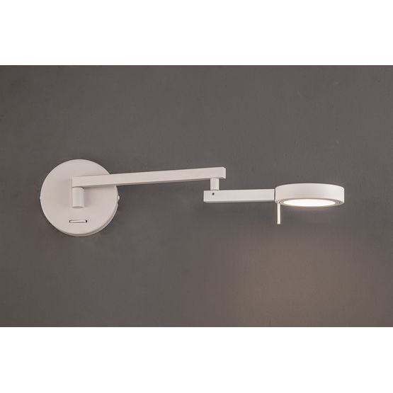 Blyss Switched Adjustable Swing Arm Wall Lamp / Reader, 1 x 8W LED, 3000K, Sand White,