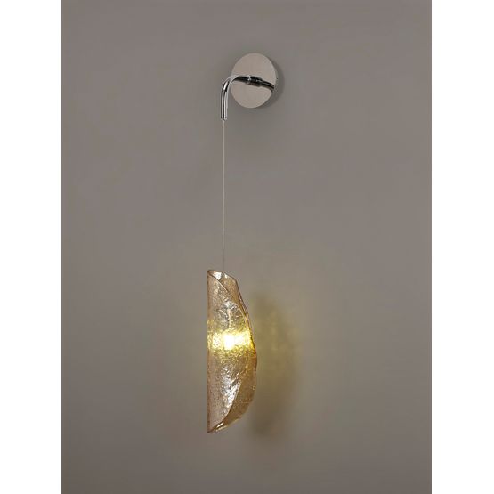 Wren Wall Light, 1 x G9, Polished Chrome/Amber Glass
