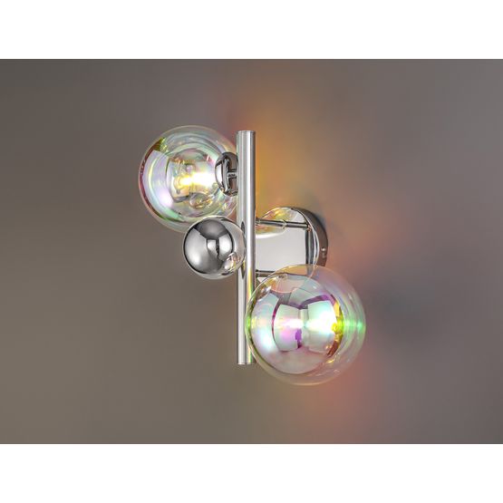Rylee Wall Lamp, 2 x G9, Polished Chrome/Iridescent Glass