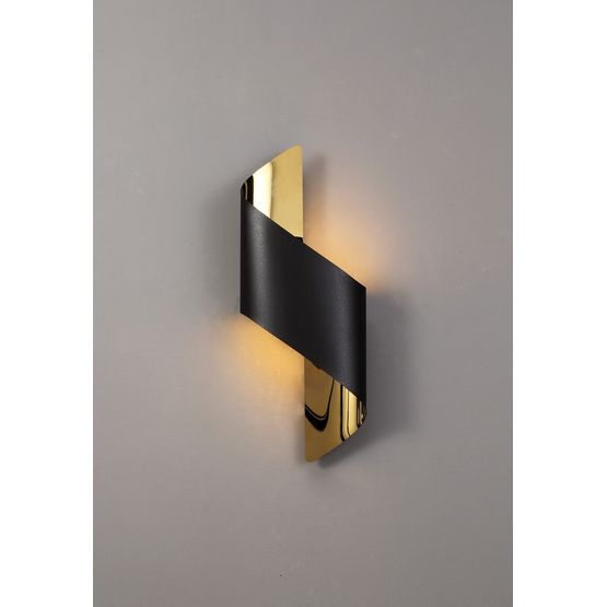 Kiara Wall Lamp Small, 1 x 8W LED, 3000K, 640lm,Sand Black/Gold,