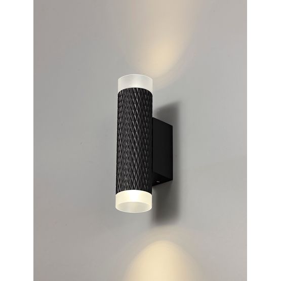 Sienna 2 Light Wall Lamp GU10, Sand Black/Acrylic Rings