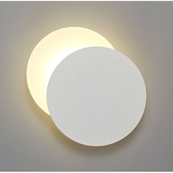 Melody Magnetic Base Wall Lamp, 12W LED 3000K 498lm, 20/19cm Round Right Offset, Sand White/Acrylic Frosted Diffuser