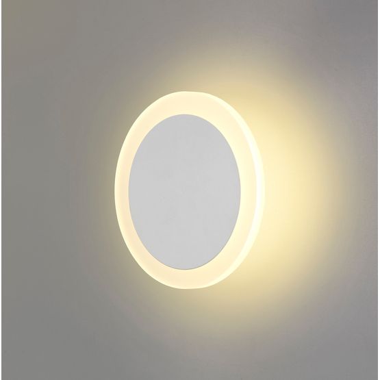 Melody Magnetic Base Wall Lamp, 12W LED 3000K 498lm, 15/19cm Round Centre, Sand White/Acrylic Frosted Diffuser