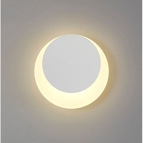 Melody Magnetic Base Wall Lamp, 12W LED 3000K 498lm, 15/19cm Round Top Offset, Sand White/Acrylic Frosted Diffuser