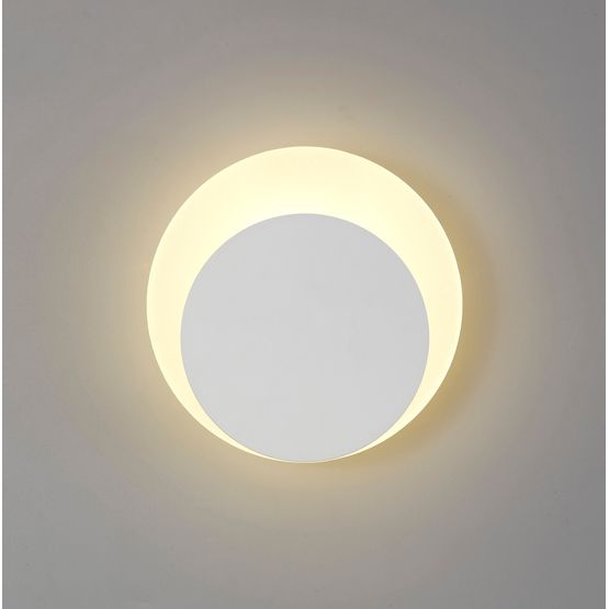 Melody Magnetic Base Wall Lamp, 12W LED 3000K 498lm, 15/19cm Round Bottom Offset, Sand White/Acrylic Frosted Diffuser