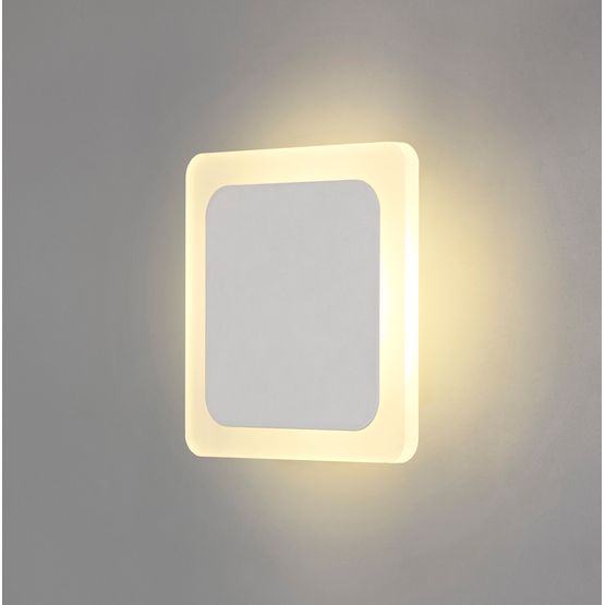 Melody Magnetic Base Wall Lamp, 12W LED 3000K 498lm, 15/19cm Square Centre, Sand White/Acrylic Frosted Diffuser