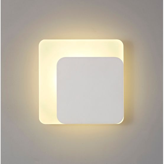 Melody Magnetic Base Wall Lamp, 12W LED 3000K 498lm, 15/19cm Square Right Offset, Sand White/Acrylic Frosted Diffuser
