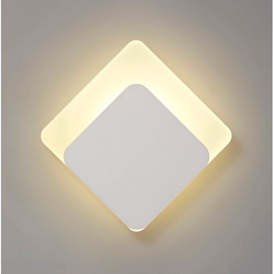 Melody Sand White/Acrylic Frosted Diffuser Magnetic Base Wall Lamp, 15/19cm Diamond Bottom Offset (12W LED 3000K 498lm)