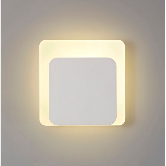 Melody Magnetic Base Wall Lamp, 12W LED 3000K 498lm, 15/19cm Square Bottom Offset, Sand White/Acrylic Frosted Diffuser