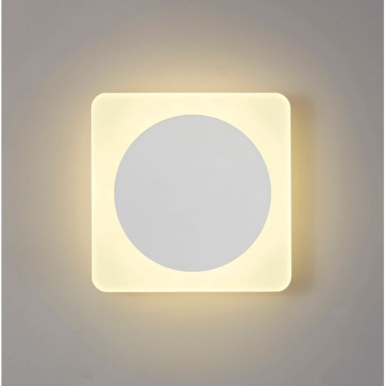 Melody Magnetic Base Wall Lamp, 12W LED 3000K 498lm, 15cm Round 19cm Square Centre, Sand White/Acrylic Frosted Diffuser