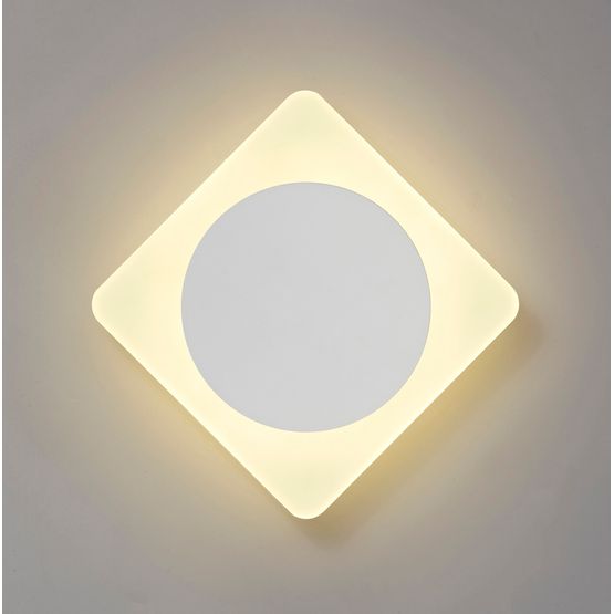 Melody Magnetic Base Wall Lamp, 12W LED 3000K 498lm, 15cm Round 19cm Diamond Centre, Sand White/Acrylic Frosted Diffuser