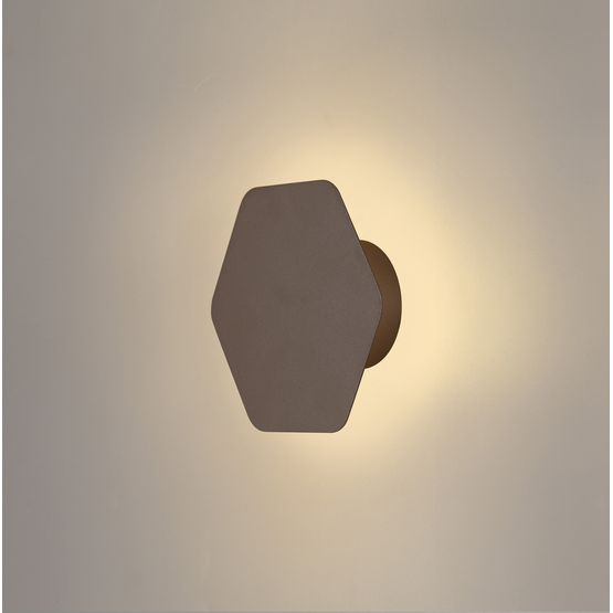 Melody Magnetic Base Wall Lamp, 12W LED 3000K 498lm, 15cm Horizontal Hexagonal, Coffee