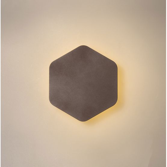 Melody Magnetic Base Wall Lamp, 12W LED 3000K 498lm, 15cm Vertical Hexagonal, Coffee