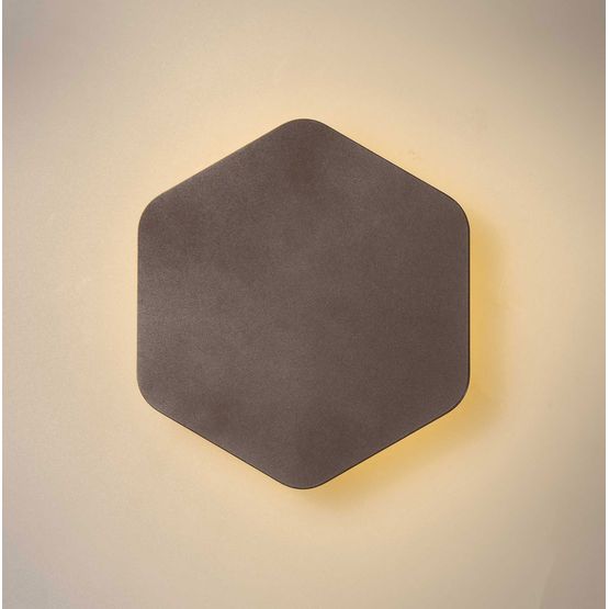 Melody Magnetic Base Wall Lamp, 12W LED 3000K 498lm, 20cm Vertical Hexagonal, Coffee