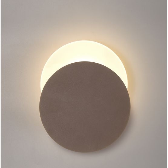 Melody Magnetic Base Round Bottom Offset, Coffee/Acrylic Frosted Diffuser Wall Lamp (12W LED)