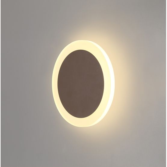 Melody Magnetic Base Wall Lamp, 12W LED 3000K 498lm, 15/19cm Round Centre, Coffee/Acrylic Frosted Diffuser