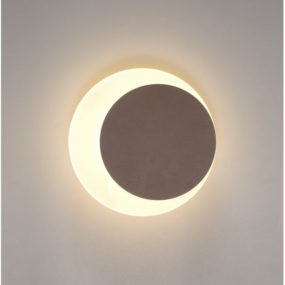 Melody Magnetic Base Wall Lamp, 12W LED 3000K 498lm, 15/19cm Round Right Offset, Coffee/Acrylic Frosted Diffuser