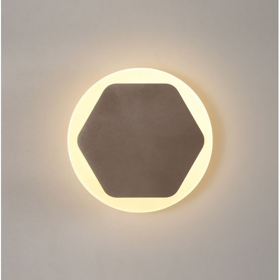 Melody LED 12W 3000K Magnetic Base Hexagonal Design, with Coffee &amp; Frosted Acrylic Wall Lamp