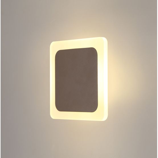 Melody Magnetic Base Wall Lamp, 12W LED 3000K 498lm, 15/19cm Square Centre, Coffee/Acrylic Frosted Diffuser