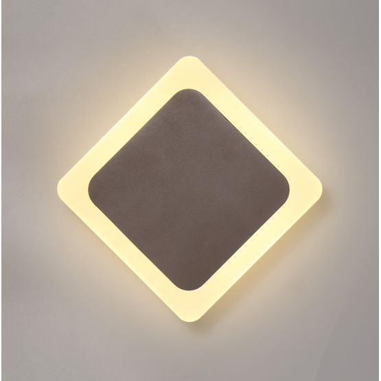 Melody Magnetic Base Wall Lamp, 12W LED 3000K 498lm, 15/19cm Diamond Centre, Coffee/Acrylic Frosted Diffuser