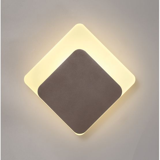 Melody Magnetic Base Wall Lamp, 12W LED 3000K 498lm, 15/19cm Diamond Bottom Offset, Coffee/Acrylic Frosted Diffuser