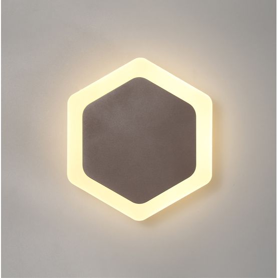 Melody Magnetic Base Wall Lamp, 12W LED 3000K 498lm, 15/19cm Vertical Hexagonal Centre, Coffee/Acrylic Frosted Diffuser