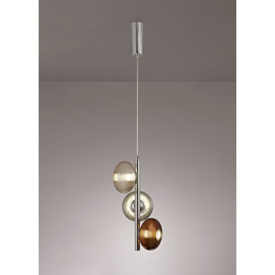 Rachel Multiple Pendant, 3 x 8W LED, 4000K, Smoked, Copper &amp; Champagne/Polished Chrome,