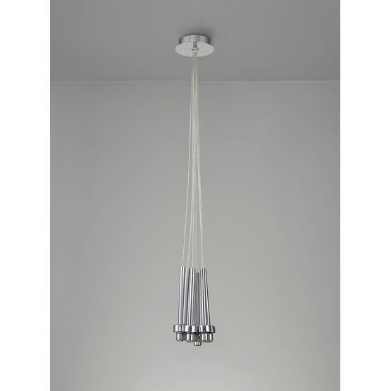Ireine Polished Chrome 7 Light G9 Universal 1.5m Cluster Pendant, Suitable For A Vast Selection Of Glass Shades